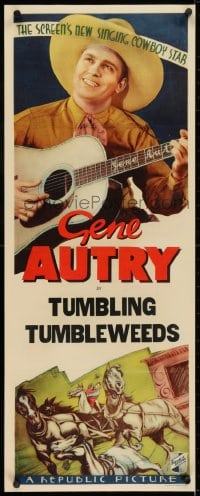 2m035 GENE AUTRY insert 1930s The Screen's New Singing Cowboy Star in Tumbling Tumbleweeds!