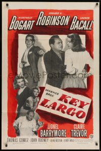 2m213 KEY LARGO 1sh 1948 Humphrey Bogart, Lauren Bacall, Edward G. Robinson, Huston, very rare!