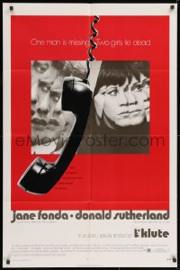 2m214 KLUTE 1sh 1971 Donald Sutherland & Jane Fonda, dangling telephone, cool alternate design!