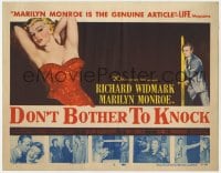 2m244 DON'T BOTHER TO KNOCK TC 1952 classic image of sexiest Marilyn Monroe on brown background!