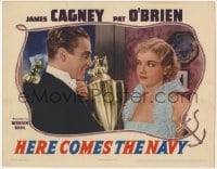 2m315 HERE COMES THE NAVY LC R1940s c/u of James Cagney, Gloria Stuart & their dancing trophy!