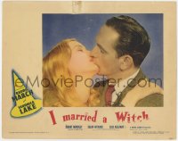 2m323 I MARRIED A WITCH LC 1942 best romantic c/u of sexy Veronica Lake kissing Fredric March!
