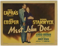 2m253 MEET JOHN DOE TC 1941 Frank Capra, c/u of Gary Cooper & Barbara Stanwyck, linen 1st release!