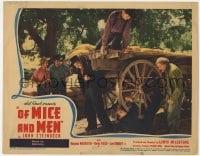 2m354 OF MICE & MEN LC 1940 Meredith proves how strong Lon Chaney Jr. is by his lifting huge wagon!