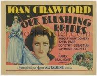 2m257 OUR BLUSHING BRIDES TC 1930 Joan Crawford close up & as bride in wedding dress, ultra rare!