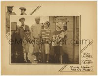 2m373 SHOULD MARRIED MEN GO HOME LC 1928 Stan Laurel & Oliver Hardy golfing w/ pretty girls, rare!