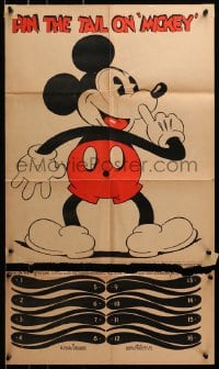 2m188 MICKEY MOUSE 18x30 game poster 1930s cool Pin the Tail on Mickey birthday party game, rare!