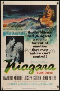 2m219 NIAGARA 1sh 1953 classic art of giant sexy Marilyn Monroe on famous waterfall + added image!