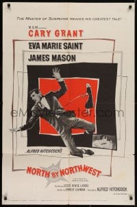 2m220 NORTH BY NORTHWEST 1sh 1959 Alfred Hitchcock classic with Cary Grant & Eva Marie Saint!