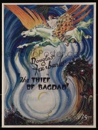 2m185 THIEF OF BAGDAD souvenir program book 1924 colorful art of Douglas Fairbanks on winged horse!