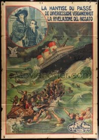 2m139 MEMORIES THAT HAUNT 55x78 special poster 1914 art of author surviving Titanic-like sinking!