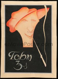 2m099 TOBY 11x16 gouache maquette 1910s original art of man smoking a cigarette in a long holder!