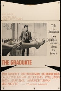 2m031 GRADUATE pre-Awards 38x57 standee 1968 classic image of Dustin Hoffman & sexy leg, very rare!