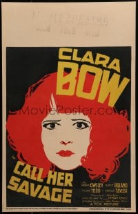 2m125 CALL HER SAVAGE WC 1932 incredible deco art of sexy redheaded star Clara Bow, ultra rare!