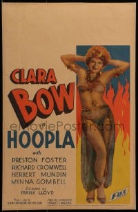 2m129 HOOPLA WC 1933 sexy full-length hula dancer Clara Bow over fiery background, very rare!