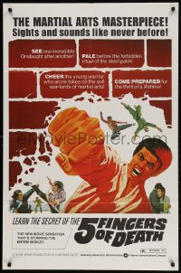 2p011 5 FINGERS OF DEATH 1sh 1973 martial arts masterpiece with sights & sounds like never before!