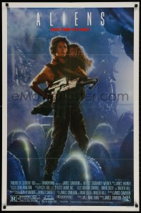 2p030 ALIENS 1sh 1986 James Cameron sci-fi sequel, Sigourney Weaver as Ripley carrying Carrie Henn!