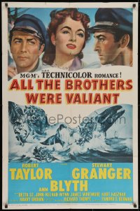 2p031 ALL THE BROTHERS WERE VALIANT 1sh 1953 Robert Taylor, Stewart Granger, whaling artwork!