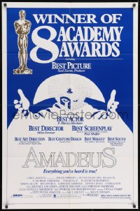 2p037 AMADEUS awards 1sh 1984 Milos Foreman, Mozart biography, winner of 8 Academy Awards!