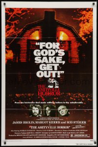 2p040 AMITYVILLE HORROR 1sh 1979 great image of haunted house, for God's sake get out!