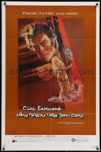 2p049 ANY WHICH WAY YOU CAN 1sh 1980 cool artwork of Clint Eastwood & Clyde by Bob Peak!