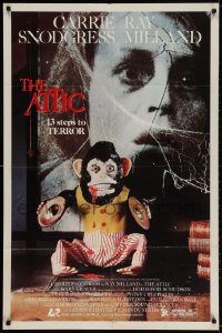 2p058 ATTIC 1sh 1980 Carrie Snodgress, Ray Milland, creepy monkey, 13 steps to terror!