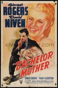 2p061 BACHELOR MOTHER 1sh 1939 David Niven thinks the baby Ginger Rogers found is really hers!