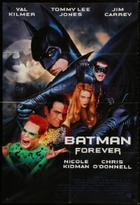 2p069 BATMAN FOREVER int'l advance 1sh 1995 cool image of Jim Carrey as The Riddler!