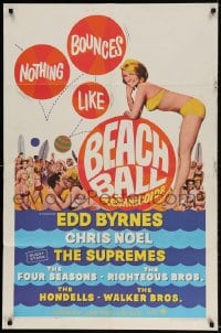 2p072 BEACH BALL 1sh 1965 Edd Byrnes, The Supremes, sexy blonde Chris Noel in bikini!