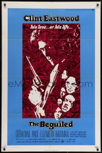 2p076 BEGUILED 1sh 1971 cool psychedelic art of Clint Eastwood & Geraldine Page, Don Siegel