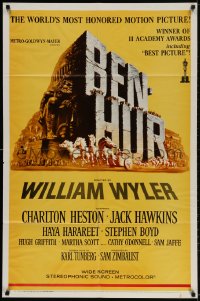 2p080 BEN-HUR 1sh R1969 Charlton Heston, William Wyler classic religious epic, chariot art!