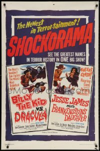 2p089 BILLY THE KID VS. DRACULA/JESSE JAMES MEETS FRANKENSTEIN'S DAUGHTER 1sh 1965 western horror!