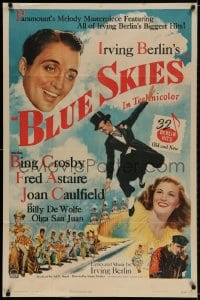 2p113 BLUE SKIES 1sh 1946 art of dancing Fred Astaire, Bing Crosby, Joan Caulfield, Irving Berlin!