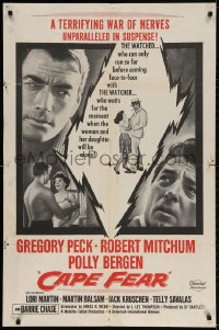 2p141 CAPE FEAR military 1sh 1962 Gregory Peck, Robert Mitchum, Polly Bergen, classic noir, Terror!