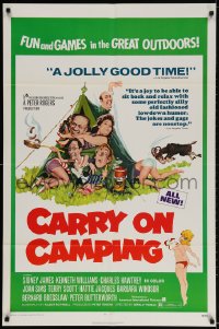 2p150 CARRY ON CAMPING 1sh 1971 Sidney James, English nudist sex, wacky outdoors artwork!