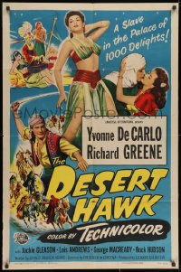 2p216 DESERT HAWK 1sh 1950 sexy Yvonne De Carlo is a slave in the Palace of 1000 Delights!