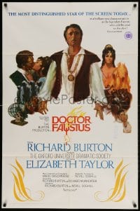 2p227 DOCTOR FAUSTUS 1sh 1968 art of pretty Elizabeth Taylor & director and star Richard Burton!
