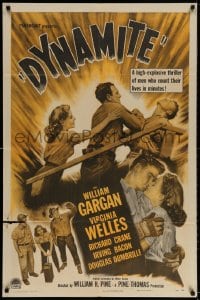 2p242 DYNAMITE 1sh 1949 explosive romantic artwork of William Gargan & Virginia Welles!