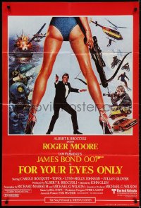 2p299 FOR YOUR EYES ONLY English 1sh 1981 Roger Moore as James Bond, cool art by Brian Bysouth!