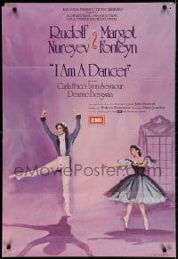 2p442 I AM A DANCER English 1sh 1972 Rudolf Nureyev, Margot Fonteyn, cool art of dancing couple!