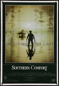2p813 SOUTHERN COMFORT English 1sh 1981 Walter Hill, Keith Carradine, cool image of hunter in swamp