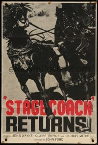 2p827 STAGECOACH English 1sh R1960s John Wayne in the classic movie that made him a huge star