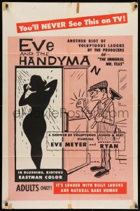 2p261 EVE & THE HANDYMAN 1sh 1961 Russ Meyer directs sexy Eve Meyer, rare black title style!