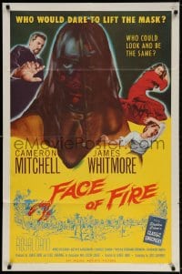 2p272 FACE OF FIRE 1sh 1959 Albert Band, wild horror art, would you dare lift the mask?