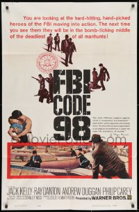 2p279 FBI CODE 98 1sh 1964 Jack Kelly, Ray Danton, Andrew Duggan, g-men with guns!