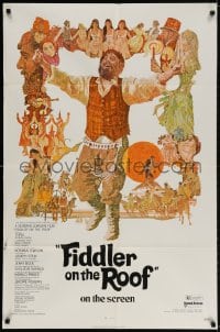 2p282 FIDDLER ON THE ROOF style B 1sh 1971 cool artwork of Topol & cast by Ted CoConis!