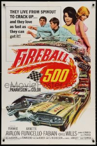 2p287 FIREBALL 500 1sh 1966 race car driver Frankie Avalon & sexy Annette Funicello!