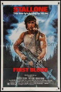 2p290 FIRST BLOOD 1sh 1982 artwork of Sylvester Stallone as John Rambo by Drew Struzan!
