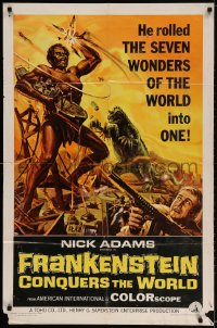 2p305 FRANKENSTEIN CONQUERS THE WORLD 1sh 1966 Toho, art of monsters terrorizing by Reynold Brown!