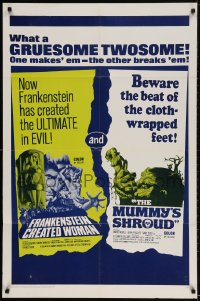 2p307 FRANKENSTEIN CREATED WOMAN/MUMMY'S SHROUD 1sh 1967 Hammer horror double bill!